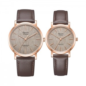 Alexandre Christie AC 8698 Rosegold Grey Brown Leather Couple